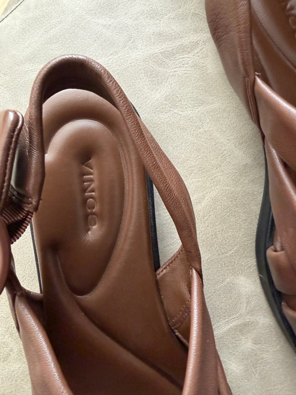 Vince Rexx Brown Leather Braided Slingback Sandals - Picture 4 of 8